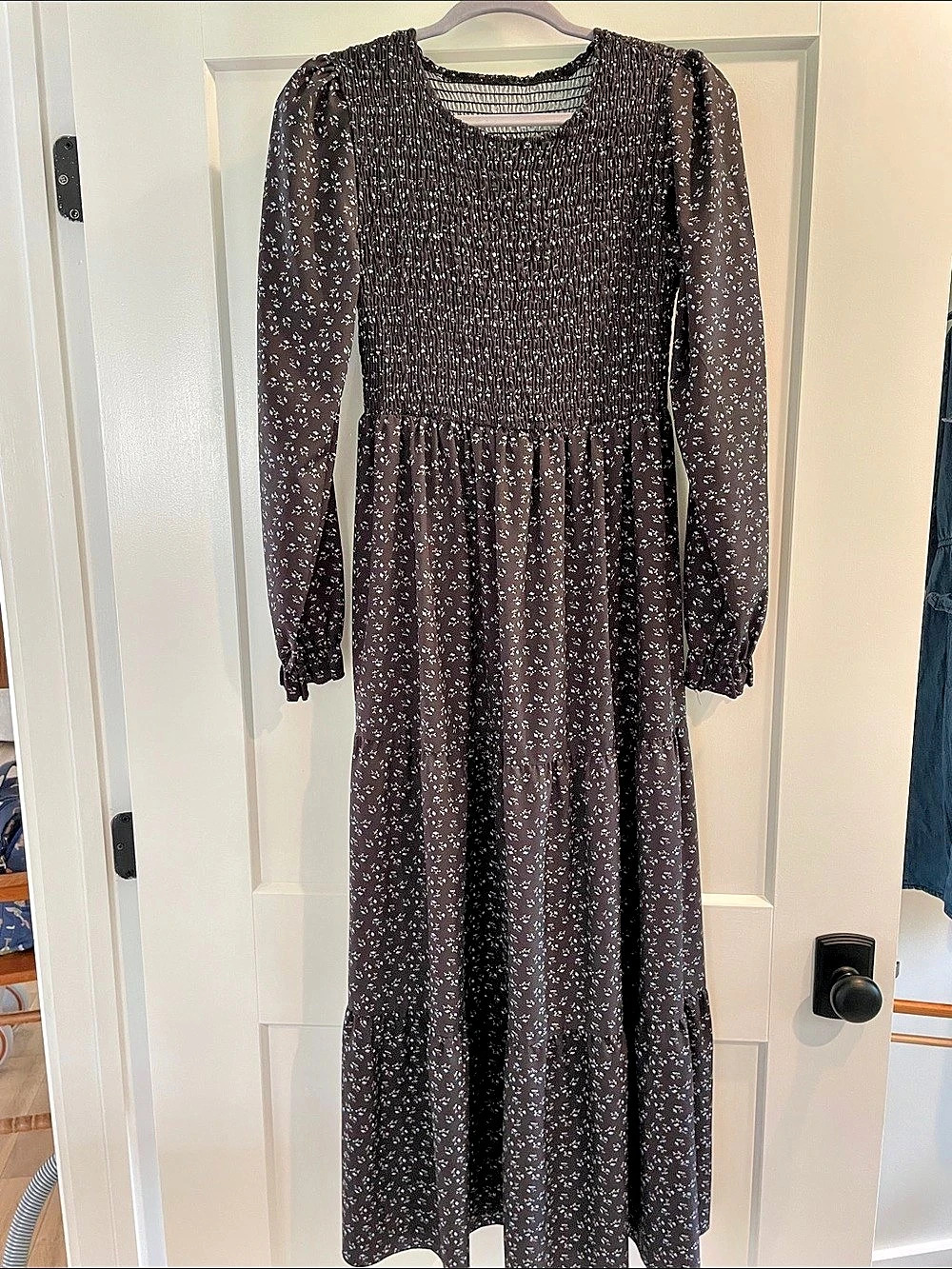 Floral Maxi Dress in Black & Blue Like New